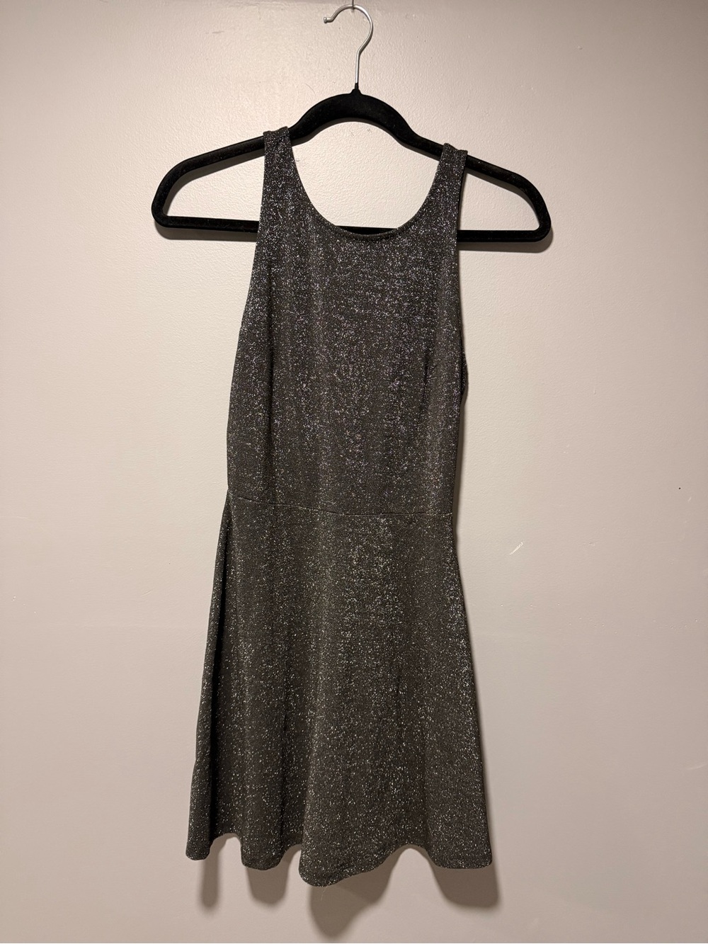 Aritzia Shimmery Dark Silver Sleeveless Fit-and-Flare Dress